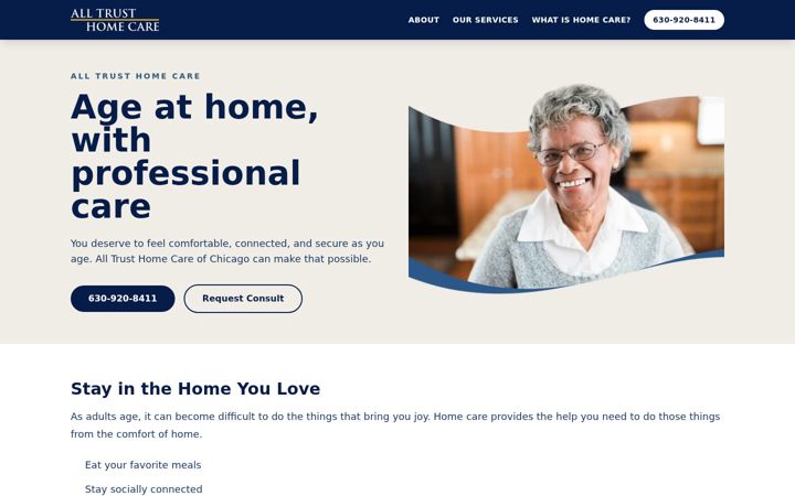 Screenshot ta' alltrusthomecare.com