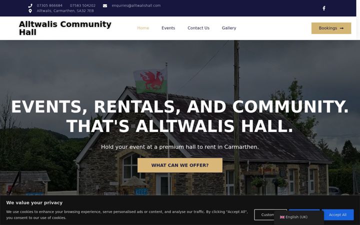 Screenshot of alltwalishall.com