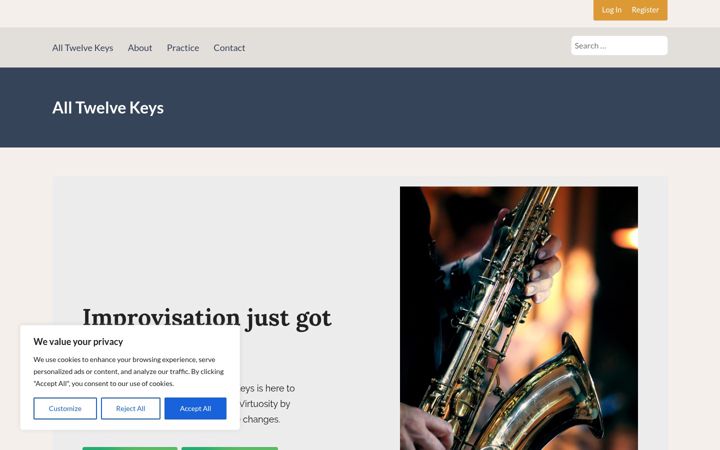 Screenshot of alltwelvekeys.com