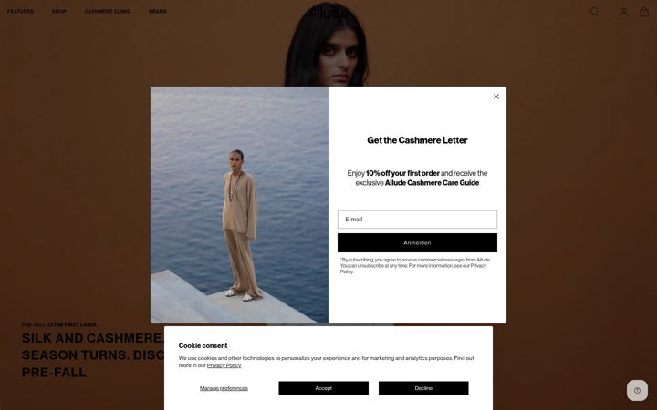 Screenshot ta' allude-cashmere.com