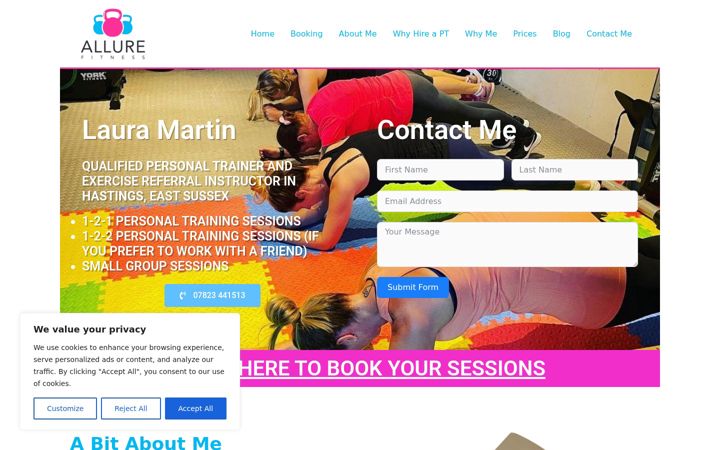 Screenshot of allure-fitness.co.uk
