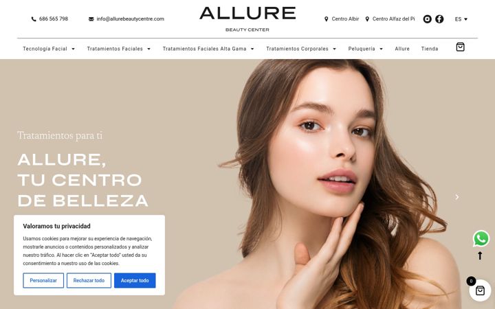 Screenshot of allurebeautycentre.com