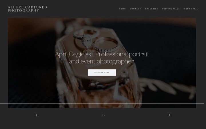 Screenshot of allurecapturedphotography.com