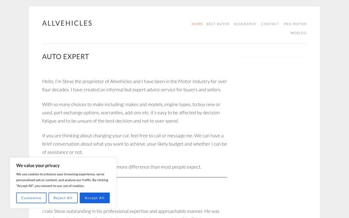 Screenshot ta' allvehicles.co.uk
