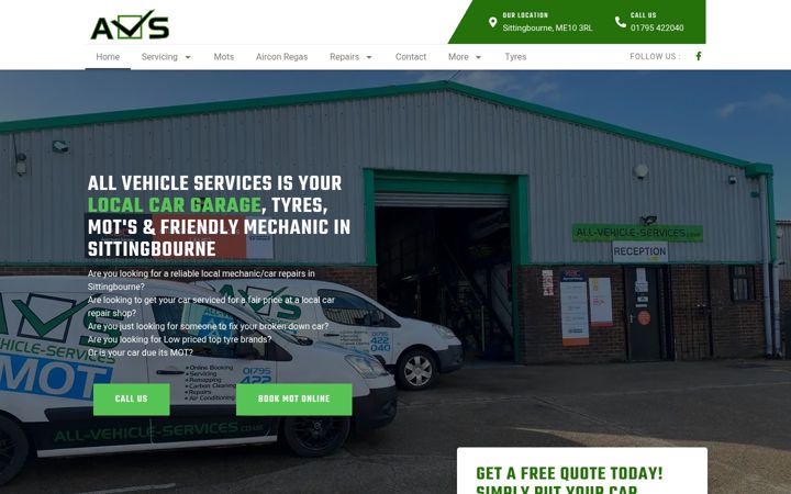 Snimka zaslona za allvehicleservices.co.uk
