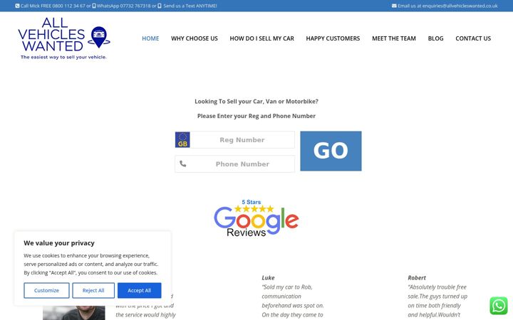 Screenshot of allvehicleswanted.co.uk
