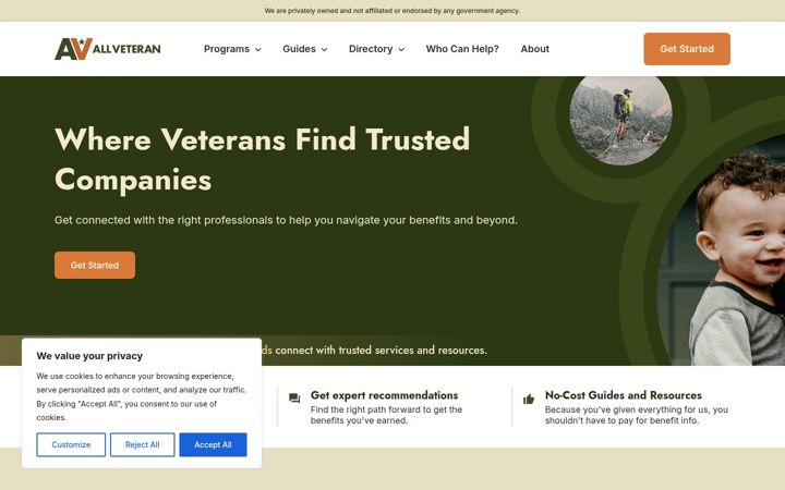 Snimka zaslona za allveteran.com