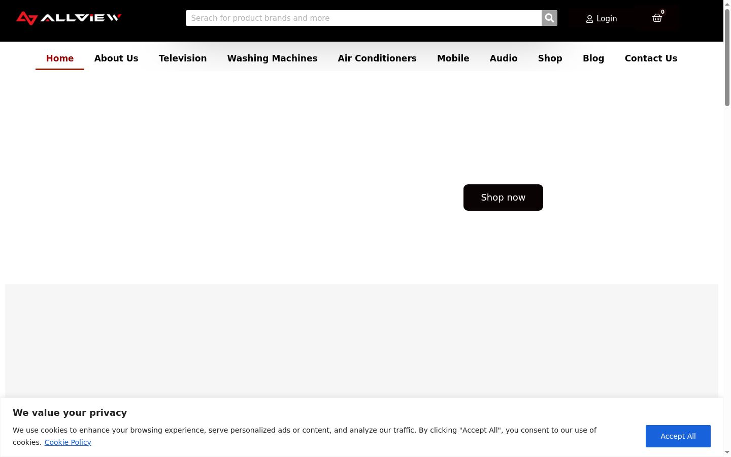 Captura de pantalla del banner de consentimiento mostrado antes de cualquier interacción