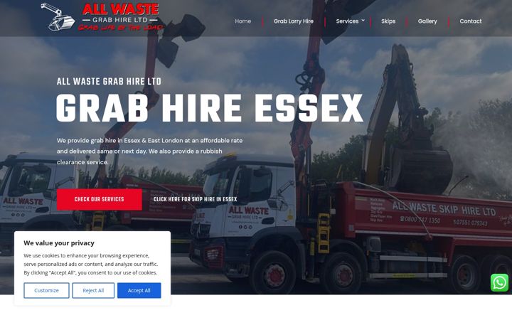 Screenshot of allwastegrabhireltd.co.uk