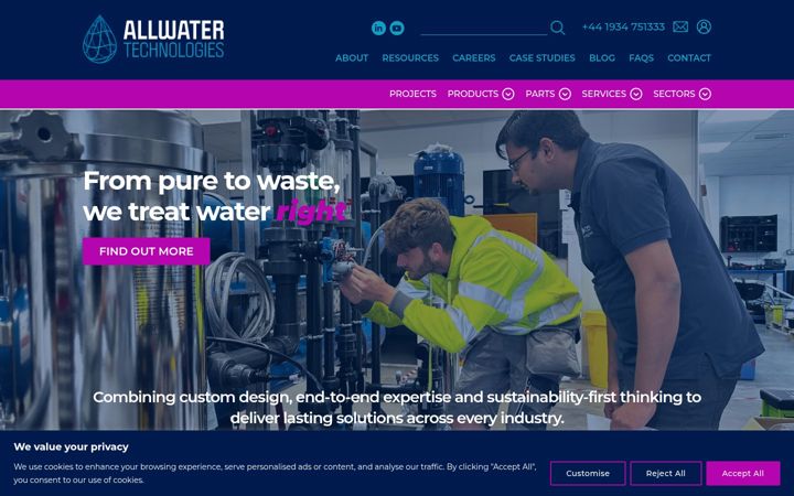 Ekrānuzņēmums no allwatertreatment.co.uk