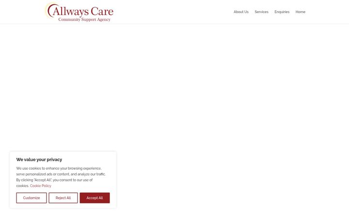 Screenshot of allwayscare.co.uk