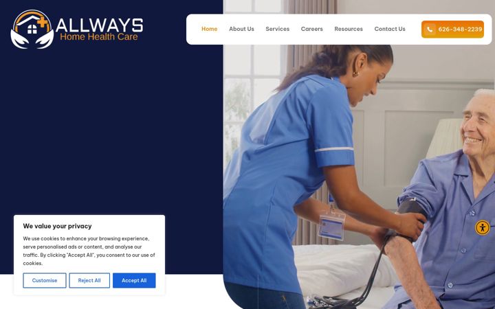 Ekrānuzņēmums no allwayshhc.com