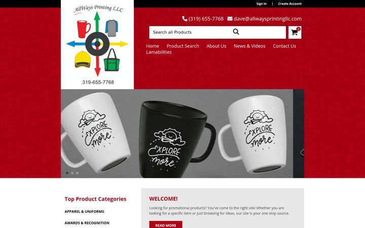 Screenshot of allwaysprintingllc.com