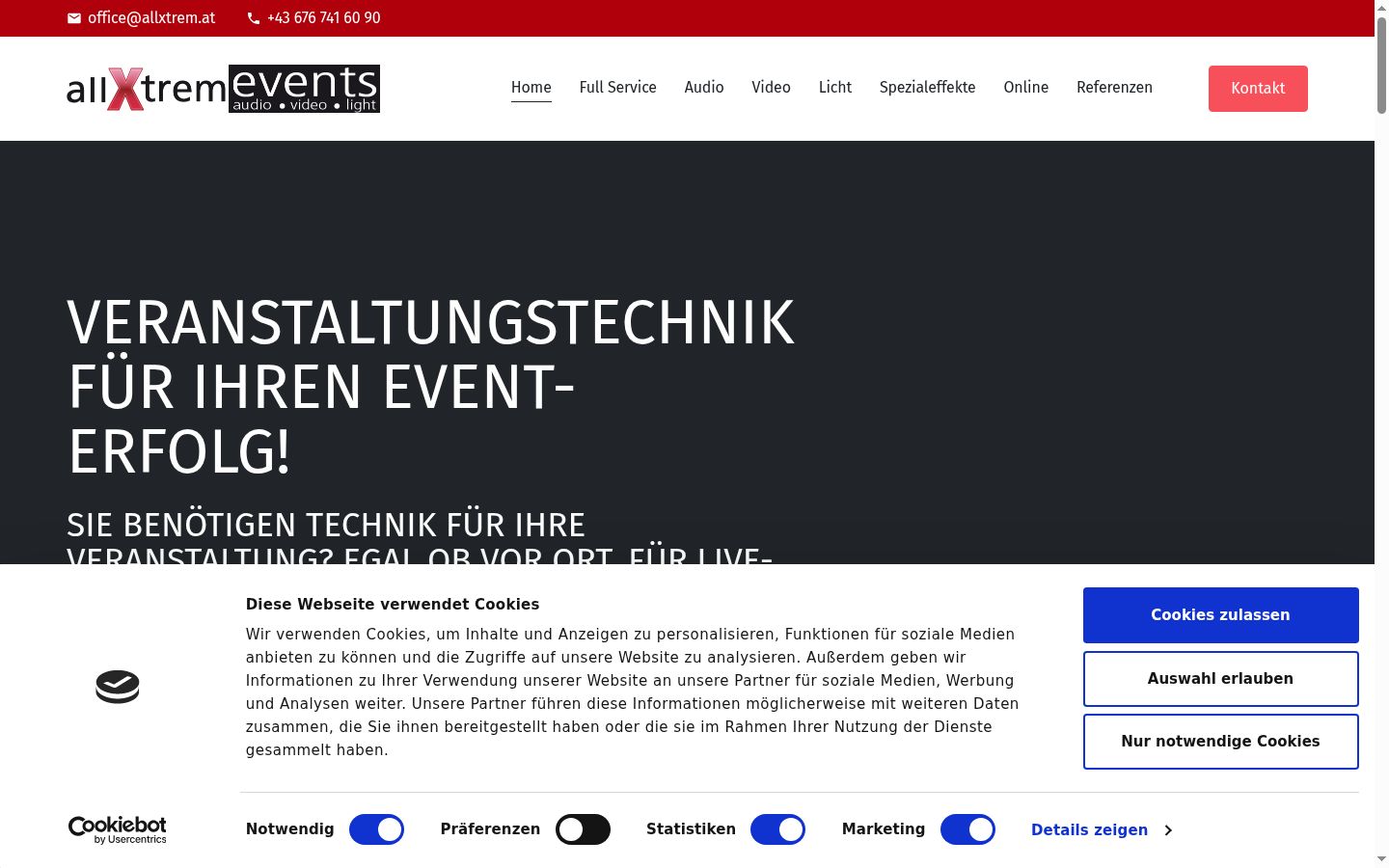 Screenshot of the consent banner shown before any interaction
