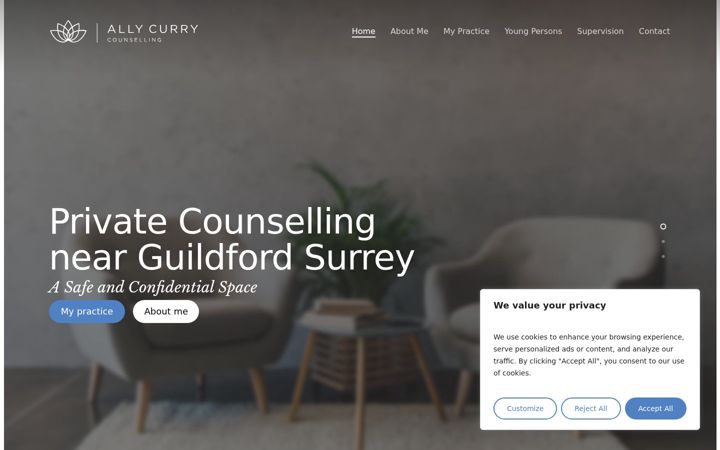 Screenshot of allycurrycounselling.co.uk