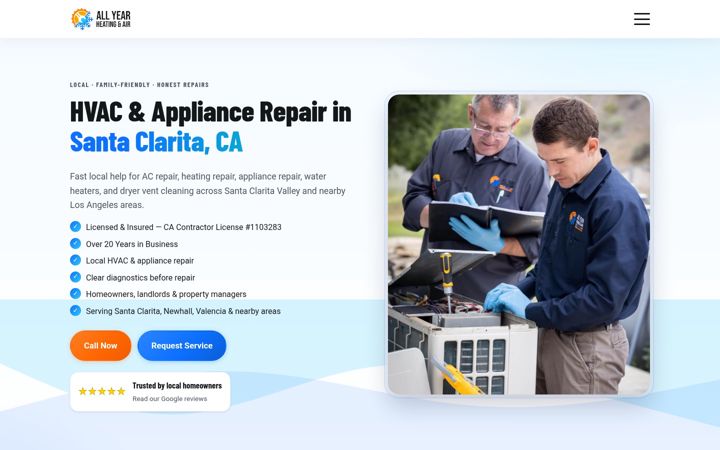 Screenshot of allyearhvacr.com