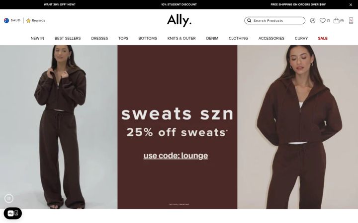Screenshot of allyfashion.com