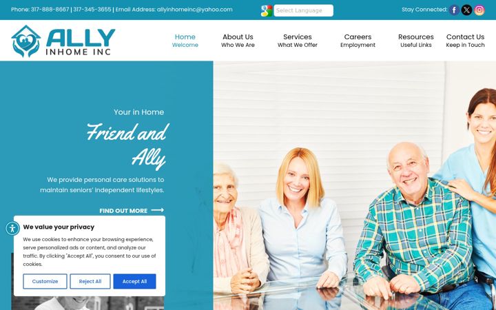 Екранна снимка на allyinhome.com