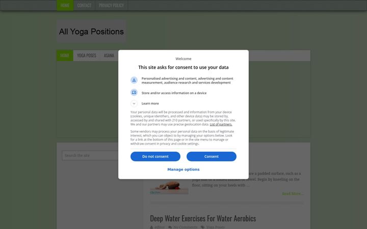 Screenshot of allyogapositions.com