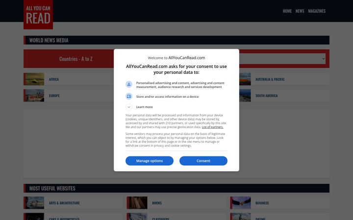 Skjermbilde av allyoucanread.com