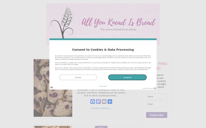 Screenshot of allyoukneadisbread.com