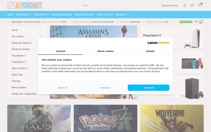 Zrzut ekranu allyourgames.nl