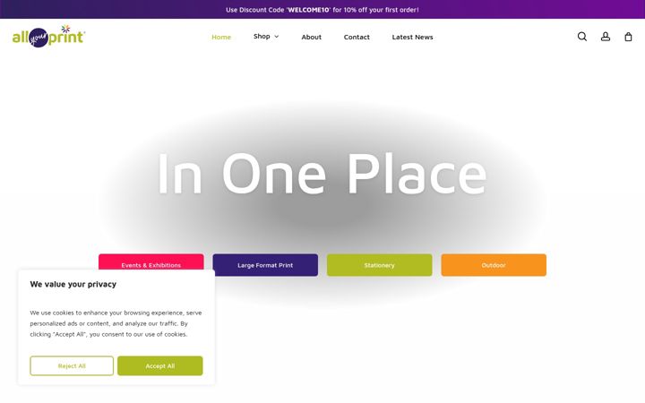 Screenshot von allyourprint.co.uk