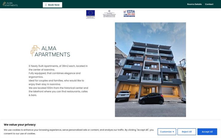 Screenshot of alma-apartments.gr