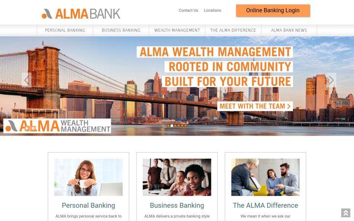Snímek obrazovky almabank.com