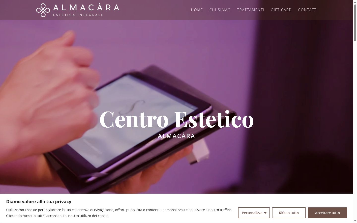 Screenshot del banner di consenso mostrato prima di qualsiasi interazione