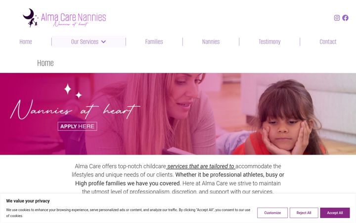 Screenshot of almacarenannies.com