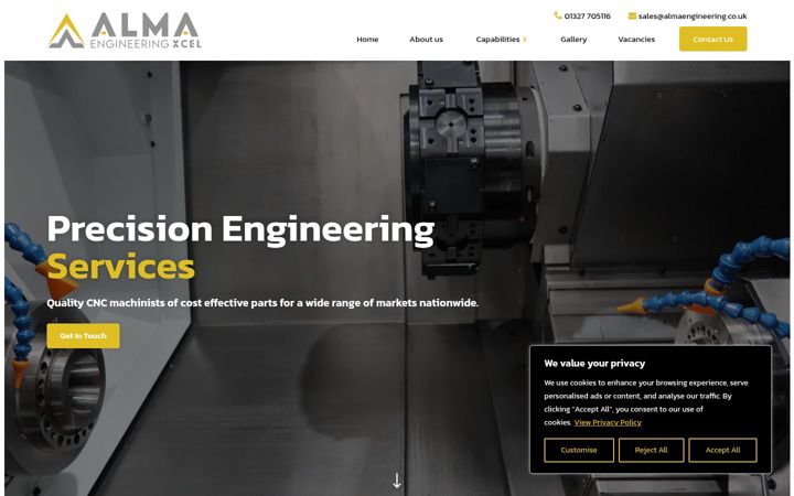 Screenshot of almaengineering.co.uk