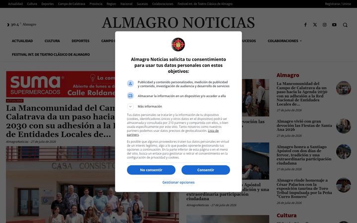 Екранна снимка на almagronoticias.com