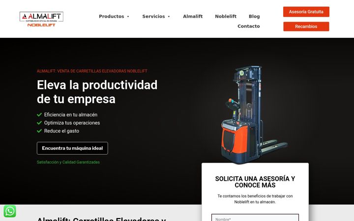 Snímek obrazovky almalift.com
