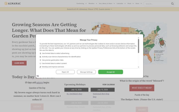 Screenshot von almanac.com