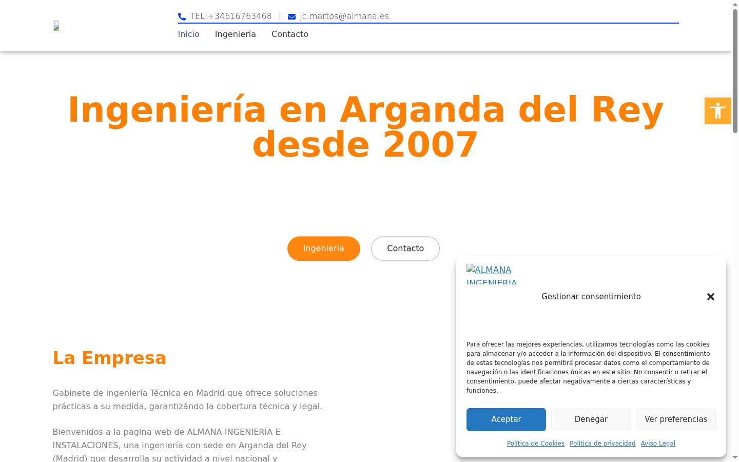 Captura de ecrã do banner de consentimento apresentado antes de qualquer interação