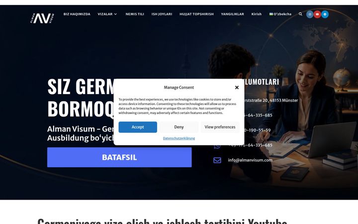 Ekraanipilt saidist almanvisum.com