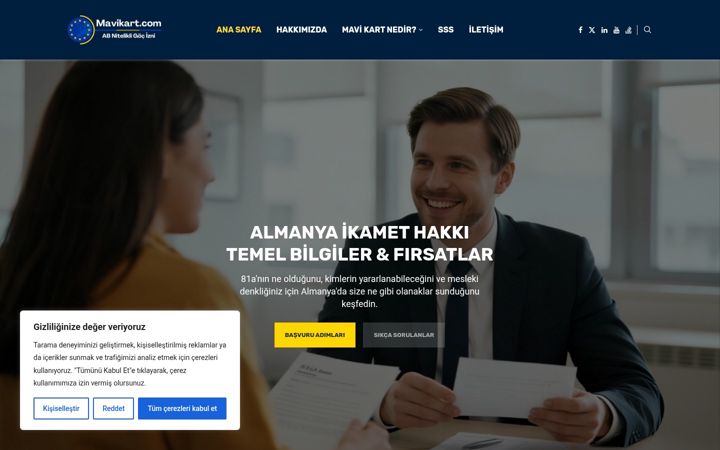 Screenshot of almanya-mavikart.com