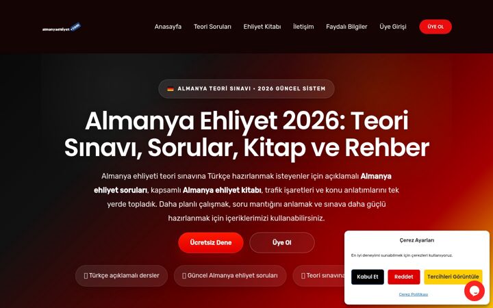 Screenshot of almanyaehliyet.com