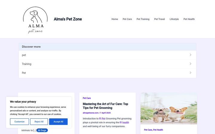 Screenshot ta' almapetzone.com