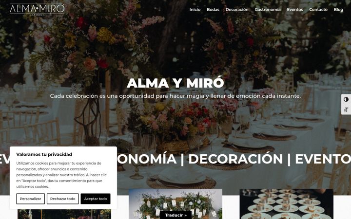 Screenshot of almaymirocatering.com