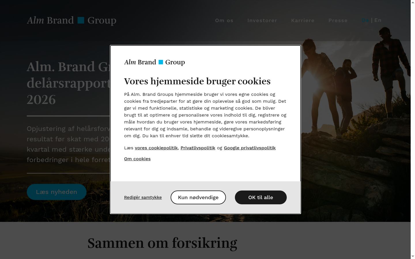 Screenshot tal-banner tal-kunsens muri qabel kwalunkwe interazzjoni