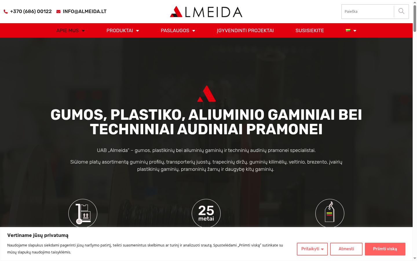 Screenshot del banner di consenso mostrato prima di qualsiasi interazione