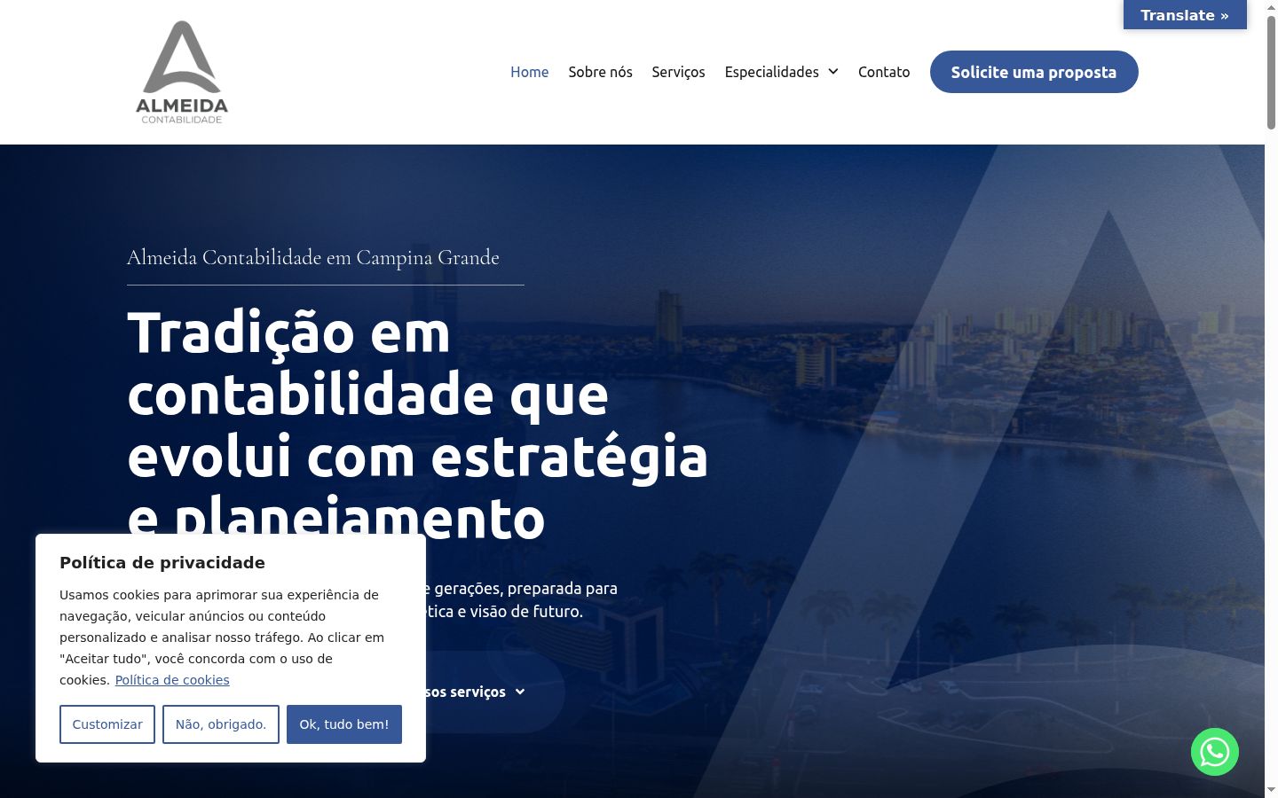 Screenshot del banner di consenso mostrato prima di qualsiasi interazione