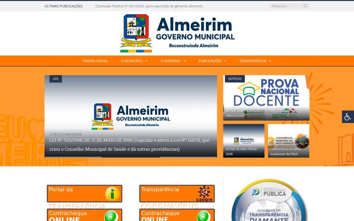 Screenshot of almeirim.pa.gov.br