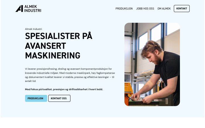 Screenshot of almek-industri.no