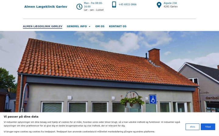 Screenshot of almenlaegeklinikgorlev.dk