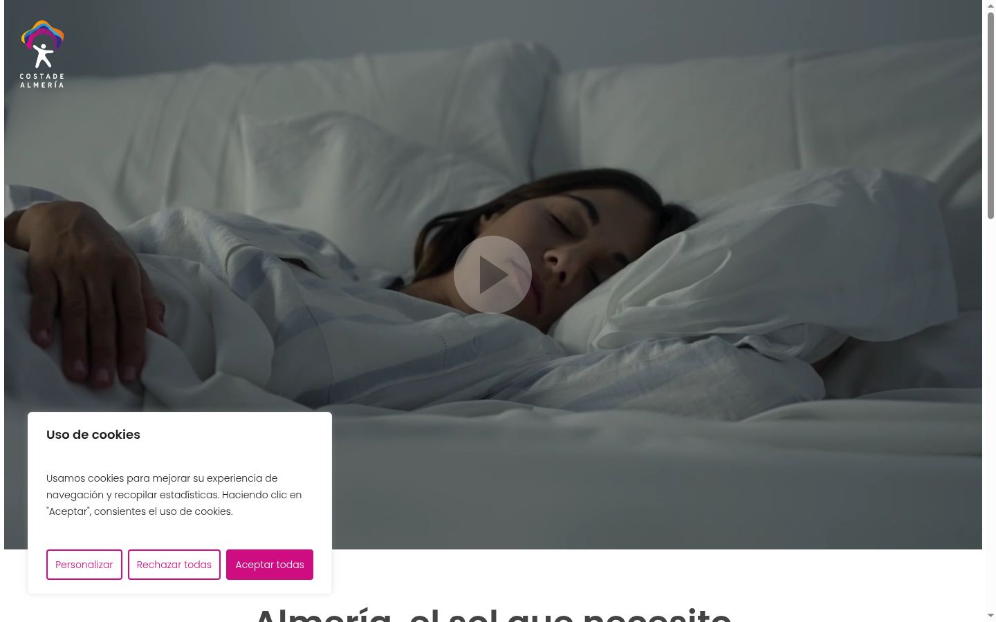 Captura de ecrã do banner de consentimento apresentado antes de qualquer interação