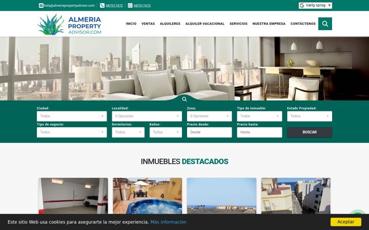 Screenshot stránky almeriapropertyadvisor.com