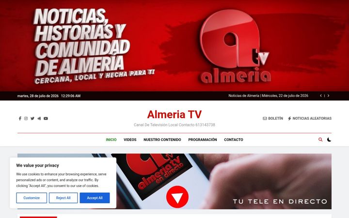 Screenshot stránky almeriatv.com